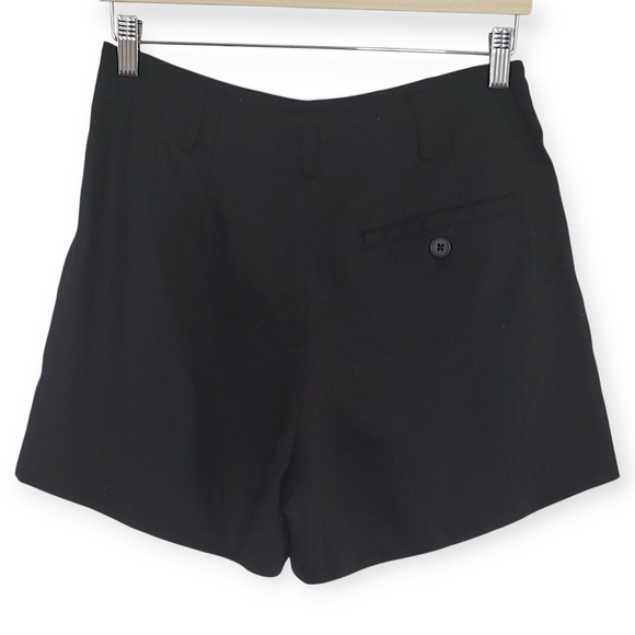 BANANA REPUBLIC Black Linen High-Waisted Pleated Dress 4" Shorts - Picture 5 of 10